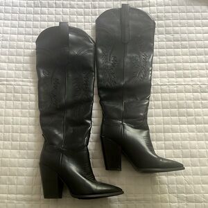 Tall Black Cowboy Boots – US Size 8, Like New, Worn Once